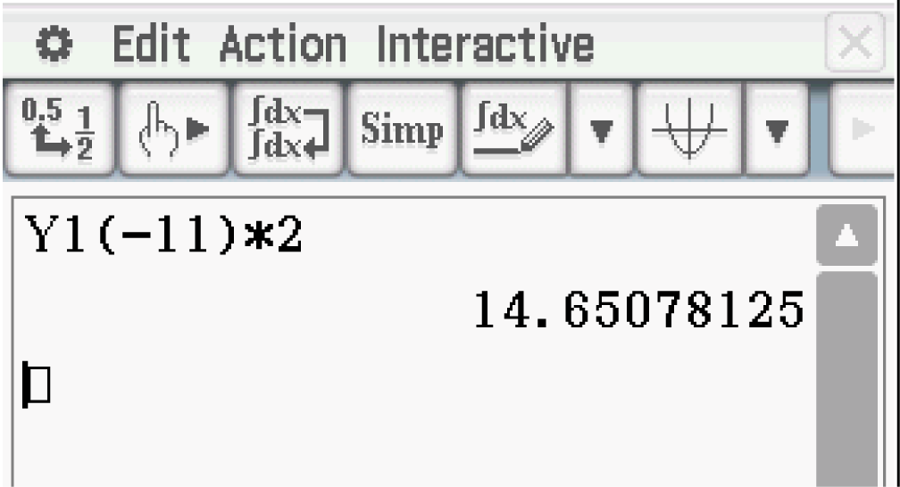 Mathe-Software zeigt Berechnung mit Ergebnis 14.65078125 an.