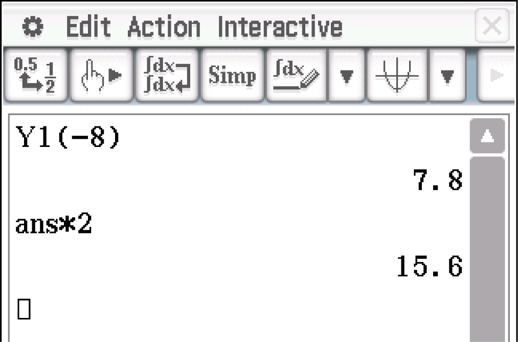 Screenshot einer mathematischen Software mit Berechnungen und Funktionen.