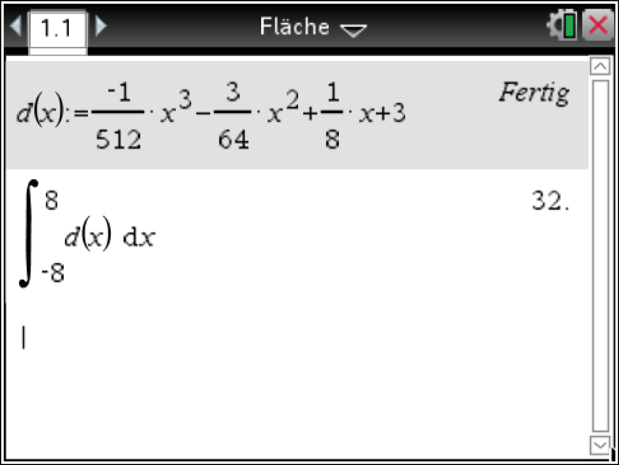 Mathematische Gleichung mit Integral und Funktion d(x) auf einem Bildschirm.