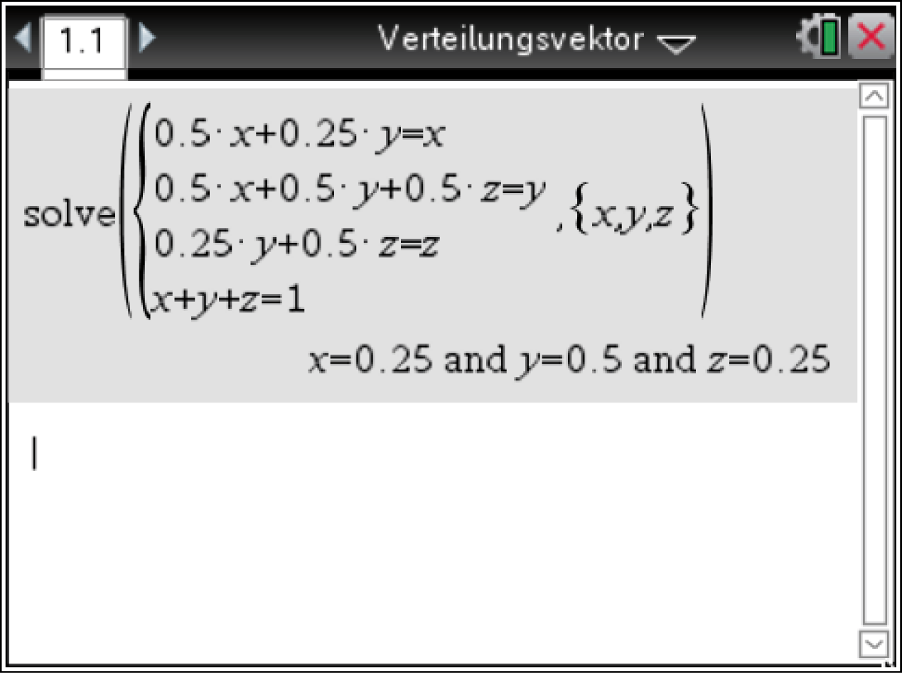 Mathematische Gleichungen zur Berechnung eines Verteilungsvektors mit Variablen x, y und z.