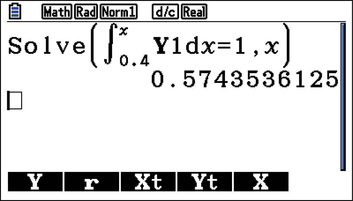 Mathematische Gleichung zur Lösung eines Integrals mit einem Ergebnis.