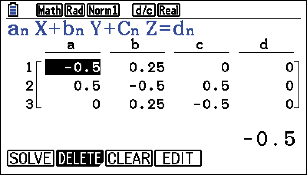 Mathematische Eingabemaske mit Variablen und Werten in Tabellenform. Schaltflächen für Berechnungen sichtbar.