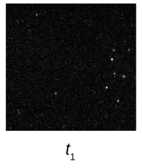 nrw abi physik lk 2022 ht 2 abbildung 4 interferenzmuster einzelner farbstoffmoleküle zu vier verschiedenen zeitpunkten