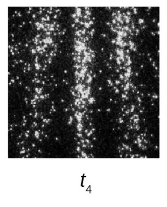 nrw abi physik lk 2022 ht 2 abbildung 4 interferenzmuster einzelner farbstoffmoleküle zu vier verschiedenen zeitpunkten t4