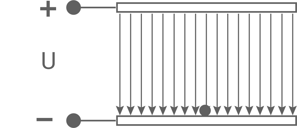 Plattenkondensator mit Feldlinien