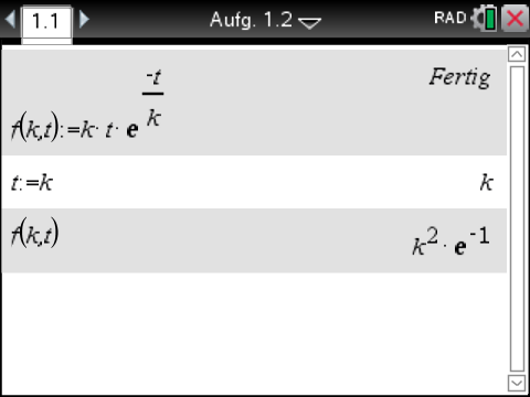 Mathematische Aufgabenstellung mit Formeln und Ergebnissen auf einem digitalen Gerät.
