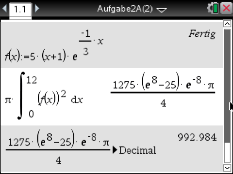 Mathematische Berechnungen und Integrale in einer Softwareanwendung.