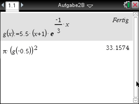 Mathematische Berechnungen in einem Software-Interface mit Funktionen und Ergebnissen.