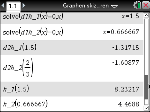 Mathematische Berechnungen und Lösungen auf einem Bildschirm, vermutlich aus einer Software oder App.