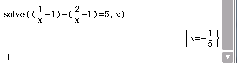 Mathematische Gleichung zur Lösung einer Variable x mit Ergebnis.
