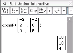 Mathematische Berechnung mit Vektoren und Kreuzprodukt in einer Softwareanwendung.