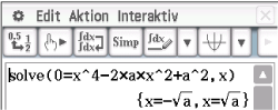 Screenshot einer mathematischen Software mit einer Gleichung zur Lösung einer Variablen.