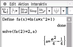 Mathematische Gleichung und Lösungsansatz in einer Softwareanwendung.
