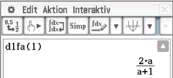 Screenshot einer mathematischen Software mit einer Gleichung und verschiedenen Bearbeitungsoptionen.