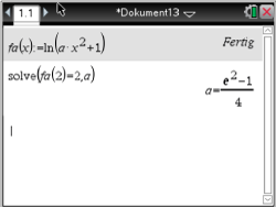 Mathematische Gleichungen und Funktionen in einem Dokument, inklusive einer Lösung.