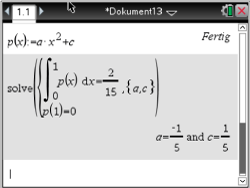 Mathematische Gleichung und Lösung in einem Dokument, das Variablen a und c enthält.