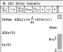 Mathematische Software-Oberfläche mit Ableitungen und Funktionen.