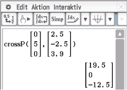 Mathematische Berechnungen in einer Software mit Vektoren und Ergebnissen.