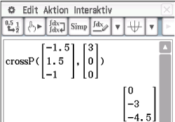 Mathematische Berechnung mit Vektoren in einer Softwareanwendung.