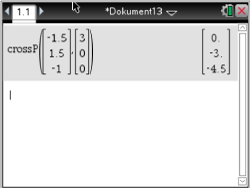 Bildschirmansicht eines mathematischen Programms mit einer Matrix und Berechnung.