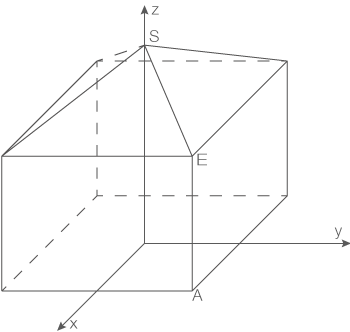 Grafische Darstellung eines geometrischen Körpers mit Koordinatensystem.