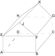 Geometrische Darstellung eines Quaders mit diagonalen Linien und beschrifteten Punkten.