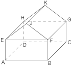 3D-Darstellung eines Quaders mit einem darauf liegenden Dreieck. Geometrische Figuren und Punkte sind beschriftet.