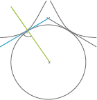 Geometrische Darstellung eines Kreises mit Linien und Winkeln.