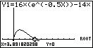 Grafik einer mathematischen Funktion mit einer Wurzel und einer exponentiellen Kurve.