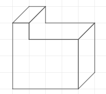 Grafische Darstellung eines geometrischen Objekts auf einem Gitterhintergrund.