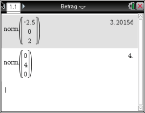 Mathematische Berechnung von Normen in einer Software-Oberfläche.