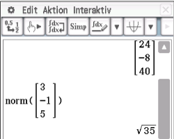 Mathematische Software mit Berechnungen und Vektoren auf einem Bildschirm.