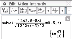 Mathematische Gleichung zur Lösung mit Variablen und Funktionen in einem interaktiven Fenster.