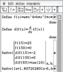 Mathematische Gleichungen und Funktionen in einem interaktiven Softwarefenster.
