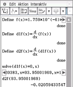 Mathematische Gleichungen und Ableitungen in einem Software-Interface.