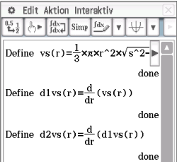 Mathematische Gleichungen und Definitionen in einer Softwareanwendung.