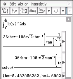 Mathematische Gleichung mit Integral und Lösungsschritten dargestellt auf einem Computerbildschirm.