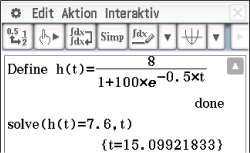 Mathematische Berechnung zur Lösung einer Gleichung mit Funktion h(t).