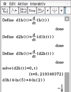Mathematische Gleichungen und Ableitungen in einer Softwareanwendung.