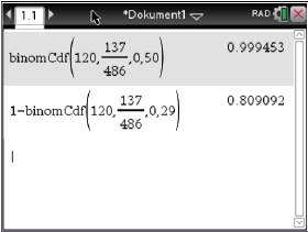 Mathematik-Dokument mit Berechnungen zur Binomialverteilung.
