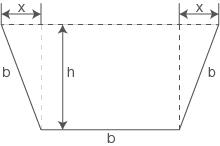 Grafik eines trapezförmigen Körpers mit den Maßen b, h und x.