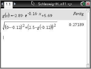 Mathematische Berechnung in einer Softwareanwendung mit einer Funktion und einem Ergebnis.