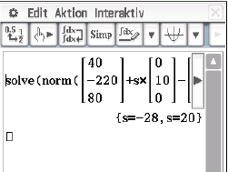 Screenshot einer mathematischen Software mit einer Gleichung zur Lösung von Normen.