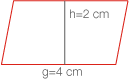 Grafik eines Rechtecks mit den Maßen h=2 cm und g=4 cm, umrandet in Rot.