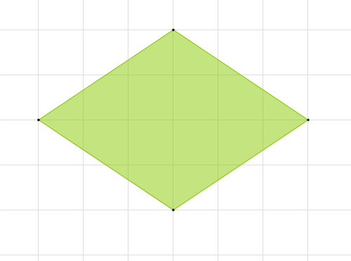 Grünes Rhombus auf schwarzem Hintergrund mit einem Gittermuster.
