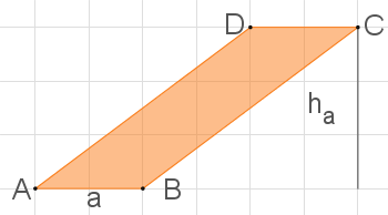 Diagramm eines Trapezes mit beschrifteten Punkten und einer orangefarbenen Fläche.