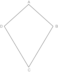 Geometrische Darstellung eines Rhombus mit den Punkten A, B, C und D.