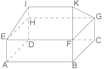 Dreidimensionales geometrisches Objekt mit beschrifteten Punkten und Linien.