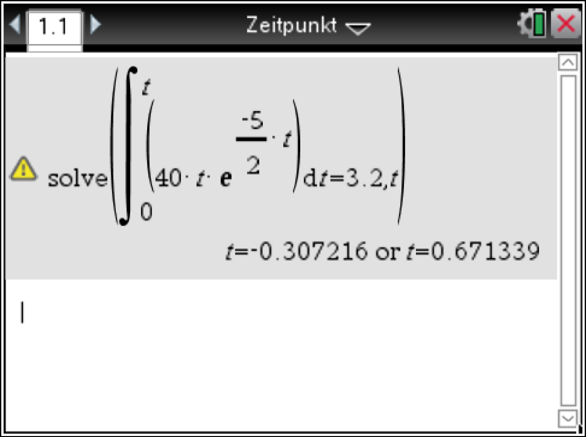 Mathematische Gleichung mit Integral und Lösungen für t.