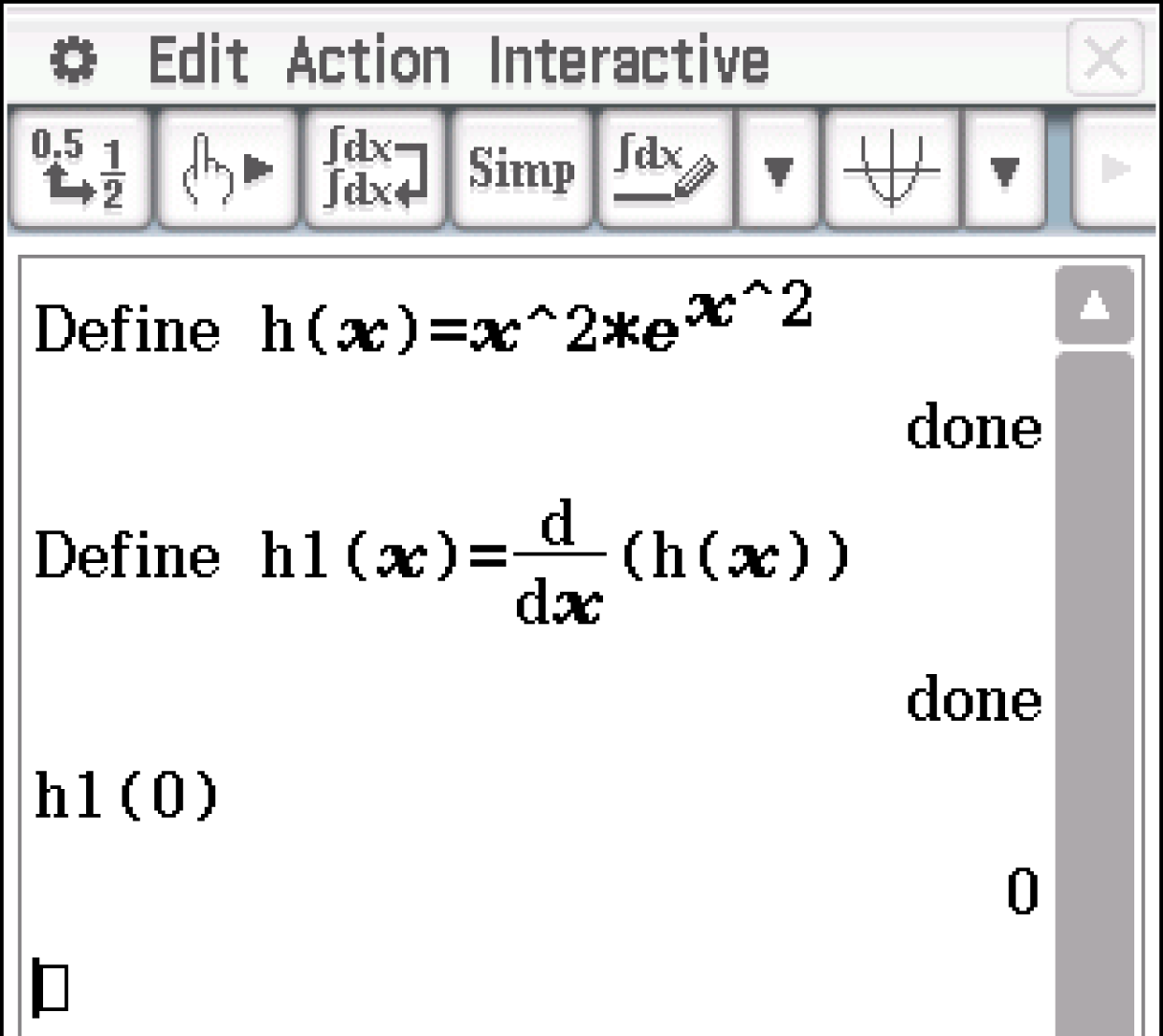 Mathematische Funktionen und Ableitungen in einer Softwareanwendung dargestellt.